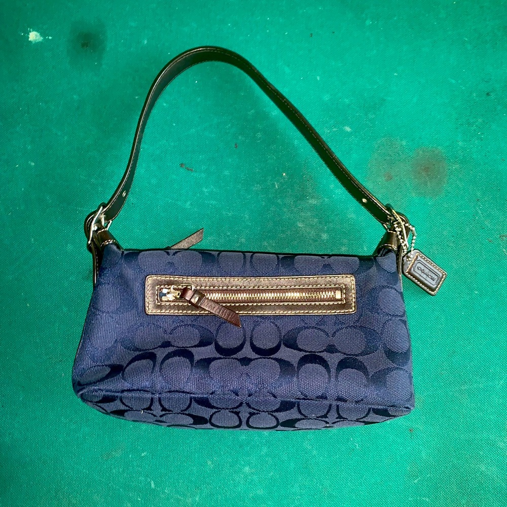 Navy Blue & Brown Coach Mini Purse
